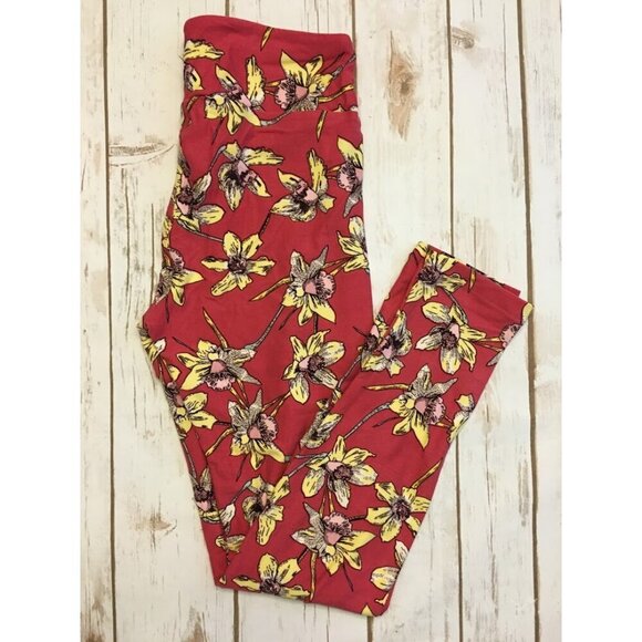 NWT LulaRoe leggings OS One Size daffodil flower floral yellow  LLR NEW - Picture 1 of 1